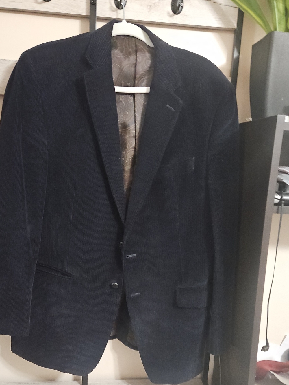 Men's Navy Corduroy Blazer - Classic Two-Button Jacket